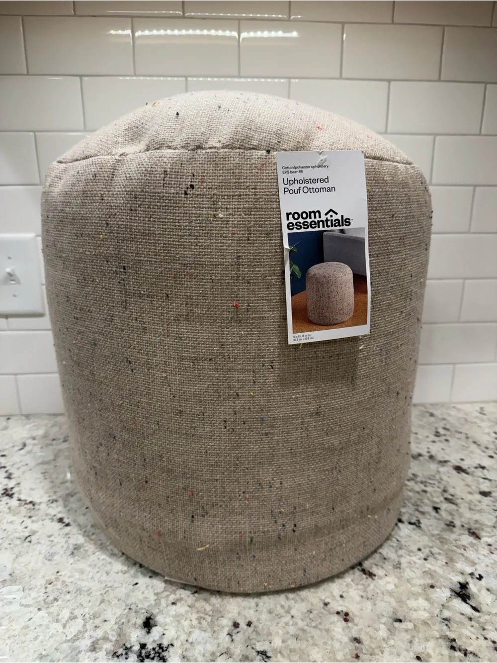 Speckled Pouf Ottoman Speckled Beige- Room Essentials™ - NWT